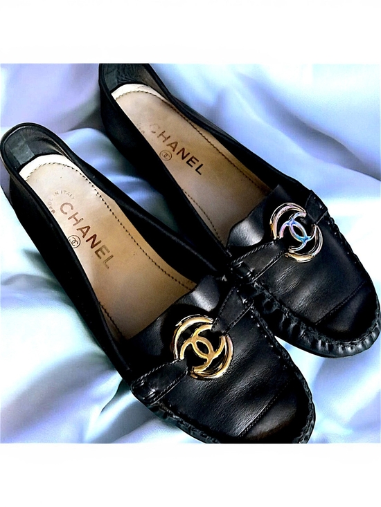 CHANEL Shoes - CHANEL Black Leather Loafers with Gold CC Emblem TIMELESS and THOROUGHLY POSH...